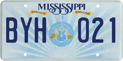 MS license plate BYH021