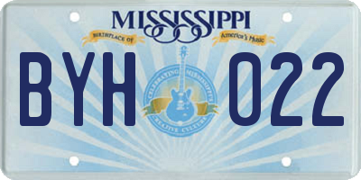 MS license plate BYH022
