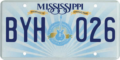 MS license plate BYH026