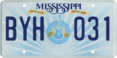 MS license plate BYH031