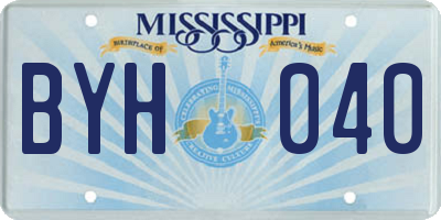 MS license plate BYH040