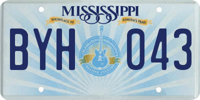 MS license plate BYH043