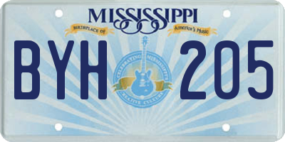 MS license plate BYH205
