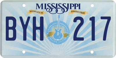 MS license plate BYH217