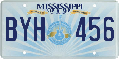 MS license plate BYH456