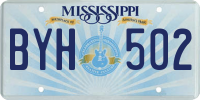 MS license plate BYH502