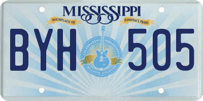MS license plate BYH505