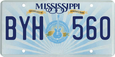 MS license plate BYH560