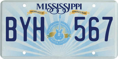 MS license plate BYH567