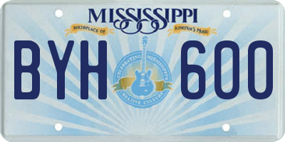 MS license plate BYH600