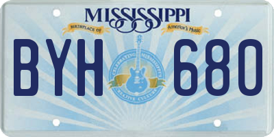 MS license plate BYH680