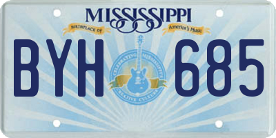 MS license plate BYH685