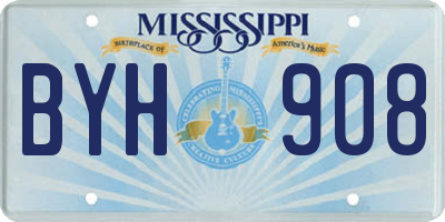 MS license plate BYH908