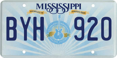 MS license plate BYH920