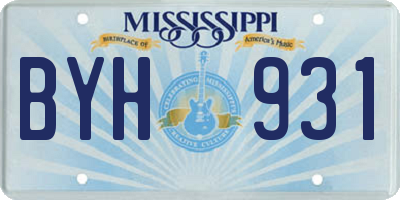 MS license plate BYH931