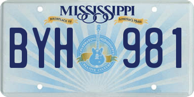 MS license plate BYH981