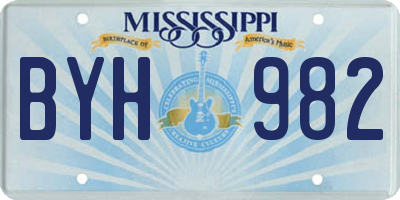 MS license plate BYH982