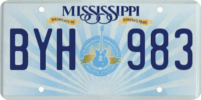MS license plate BYH983