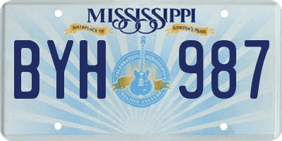 MS license plate BYH987