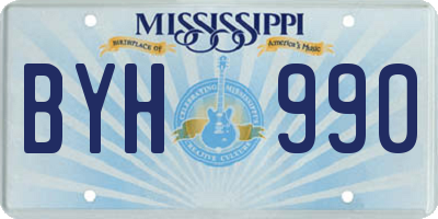 MS license plate BYH990
