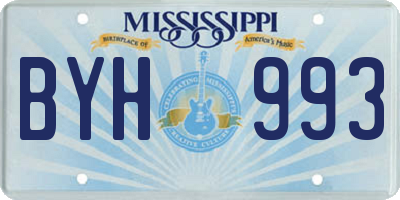 MS license plate BYH993