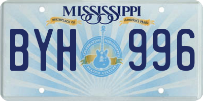 MS license plate BYH996