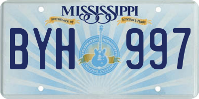 MS license plate BYH997