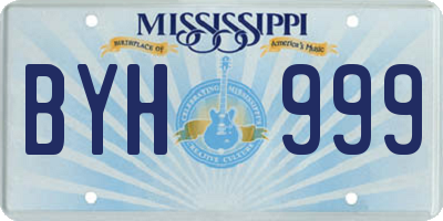 MS license plate BYH999