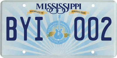 MS license plate BYI002