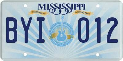 MS license plate BYI012