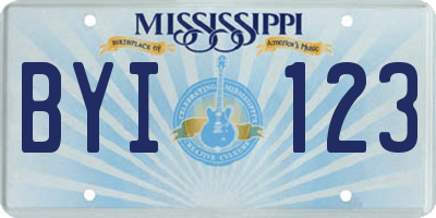 MS license plate BYI123