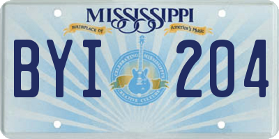 MS license plate BYI204
