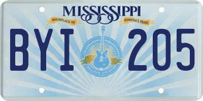 MS license plate BYI205