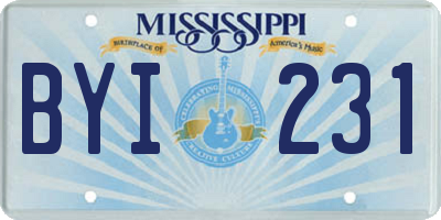 MS license plate BYI231