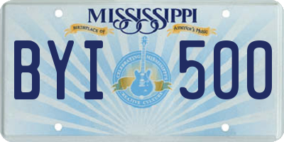 MS license plate BYI500