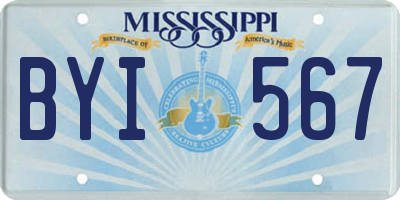 MS license plate BYI567