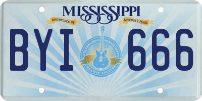 MS license plate BYI666