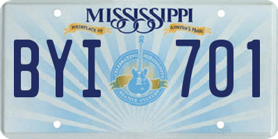MS license plate BYI701