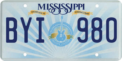 MS license plate BYI980
