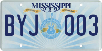 MS license plate BYJ003