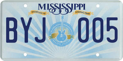 MS license plate BYJ005