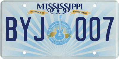 MS license plate BYJ007