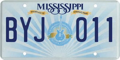 MS license plate BYJ011