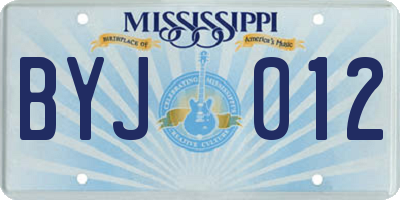 MS license plate BYJ012