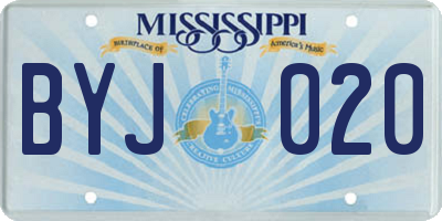MS license plate BYJ020