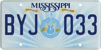 MS license plate BYJ033
