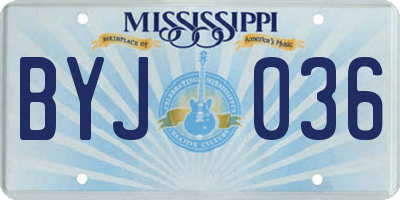 MS license plate BYJ036
