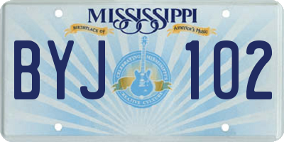 MS license plate BYJ102