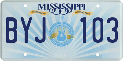 MS license plate BYJ103