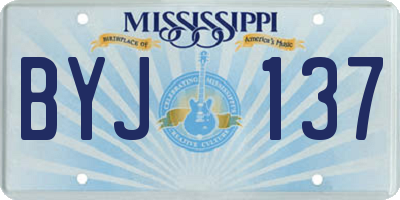MS license plate BYJ137